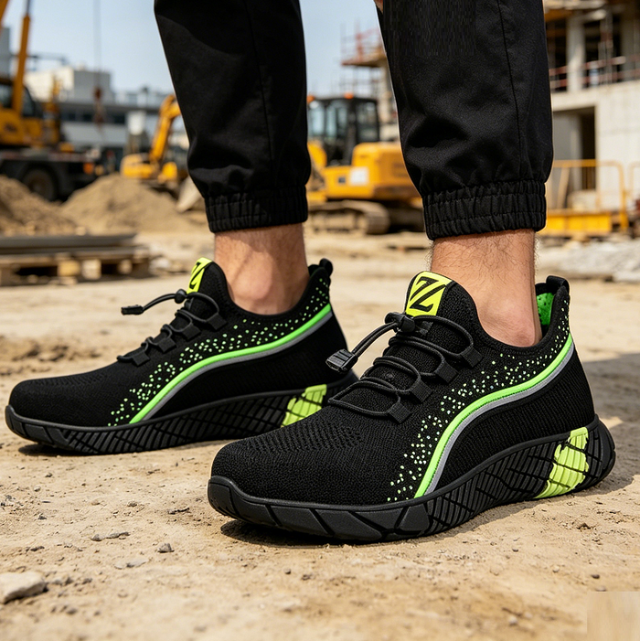 Steel toe summer work shoes by dealonline.co.nz featuring lightweight, anti-piercing sneakers ideal for hiking and work safety.