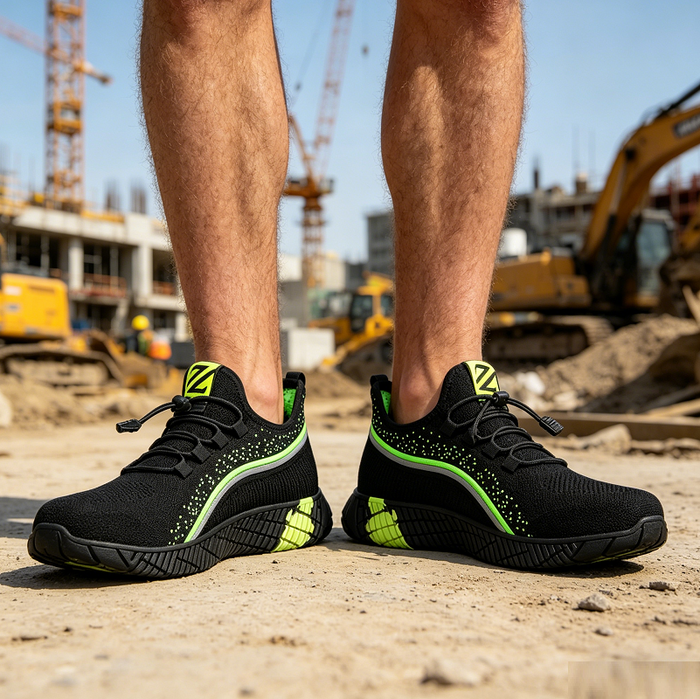 Dealonlinenz steel toe summer work shoes, lightweight hiking sneakers with anti-piercing safety features and breathable design