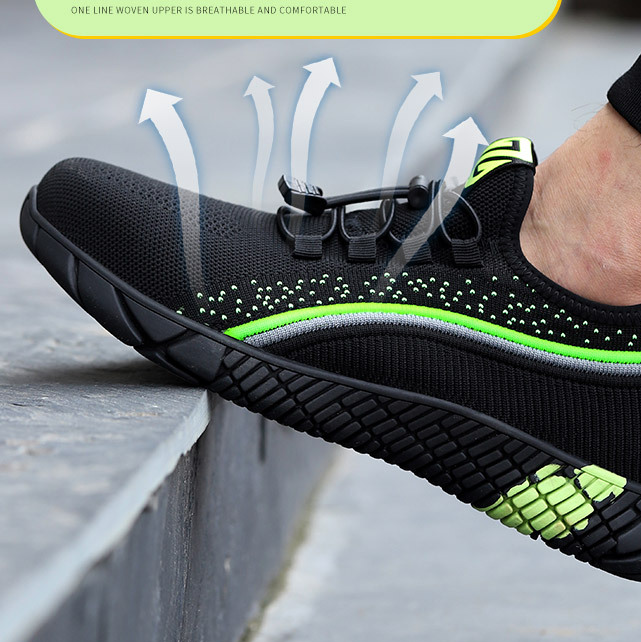 Dealonlinenz steel toe summer work shoes, lightweight sneakers with anti-piercing steel toe, ideal for hiking and outdoor work.