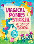 Front cover of a sticker book featuring blue and yellow ponies, pink flowers, and a badge for 125 stickers.