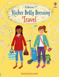 Yellow book cover featuring two girls with suitcases and passports, with airplanes and glitter trails in the sky.