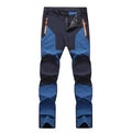 Men's dark blue stretch windproof waterproof hiking pants by Mead's Supply & Equipment Outfitters, wear-resistant outdoor trousers.