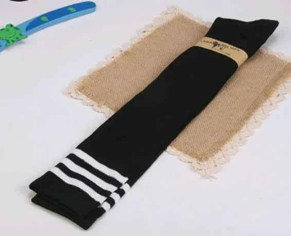 Blue and white striped over-the-knee socks for women, college style knee-high fashion socks by Mead's Supply & Equipment Outfitters.