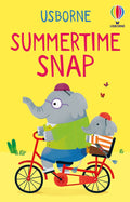 Yellow game cover featuring a large and small elephant riding a red bicycle with bold pink text.