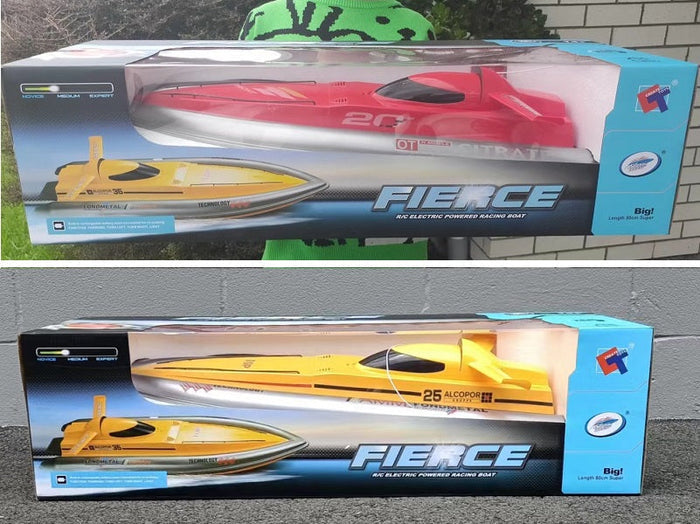 Dealonlinenz high-speed RC racing boat, supper large L 80cm, shown in action on water with sleek design and vibrant colors.