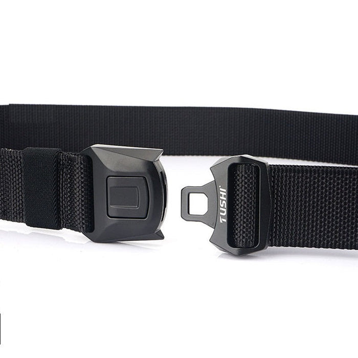 Tactical military nylon web rigger work belt by dealonline.co.nz, heavy-duty design with quick-release buckle for hiking and outdoor activities.