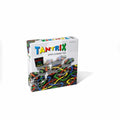 White game box for Tantrix Stay Connected featuring black hexagonal tiles with vibrant, interlocking colored paths.
