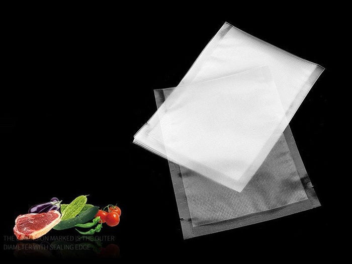 Pre-cut textured vacuum seal food storage bags in XS-L size by dealonlinenz, durable and easy to use for fresh food preservation
