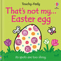 Green board book with a large Easter egg featuring shiny pink textured spots, a small mouse, and spring flowers.