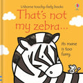 Board book cover showing a black and white zebra with a furry mane and a small mouse on a bright yellow background.
