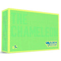 Neon green and yellow checkerboard patterned board game box with a blue chameleon icon and Big Potato logo.