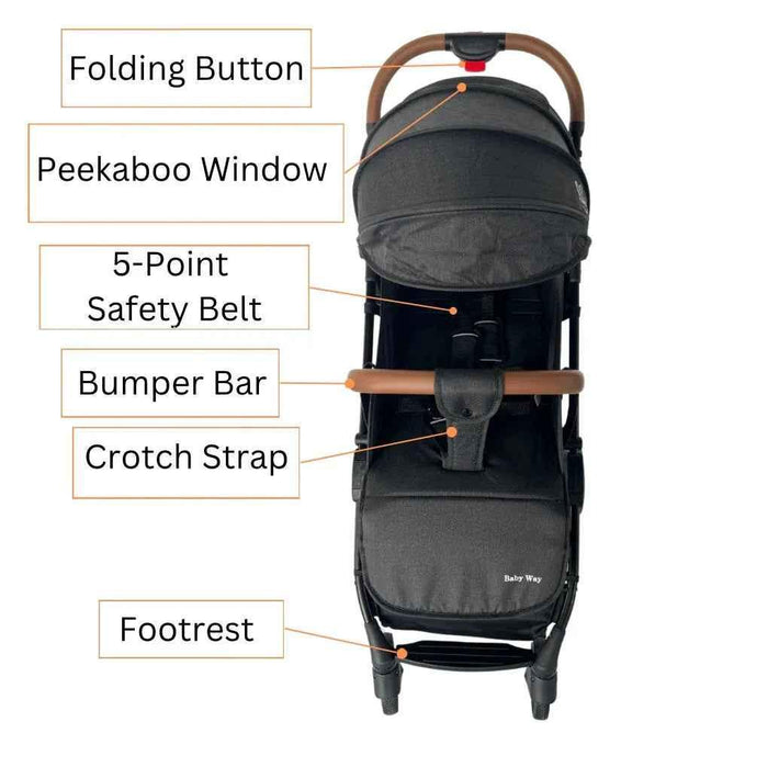 Baby Way NZ The Glide compact travel stroller and capsule car seat combo with pull handle, lightweight and easy to fold.