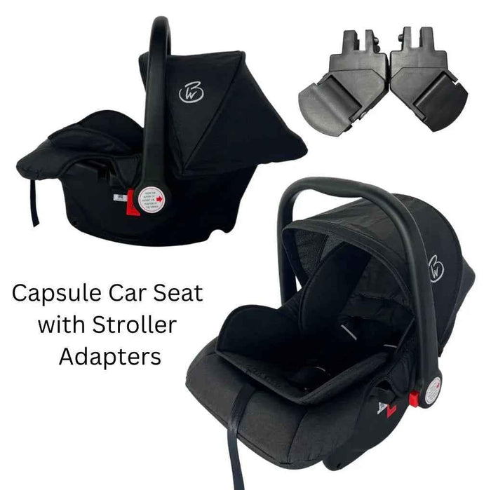 Baby Way NZ The Glide compact travel stroller with capsule car seat, pull handle, and foldable design for easy portability.