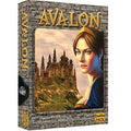 Stone-textured board game box with gold title and illustration of a woman in a blue dress with a castle behind her.