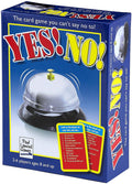 Blue box with YES! NO! in large red and yellow letters, featuring a silver service bell and sample question cards.