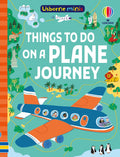 Teal book cover featuring a blue and orange plane flying past world landmarks and animals on a dotted yellow path.