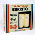 Cream game box with retro stripes and a window showing two squishy foam burritos with cute cartoon eyes.