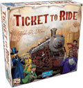 Square game box featuring a large steam locomotive and illustrated characters in vintage attire.