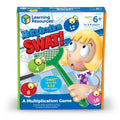 Box for a math game with a girl holding a green swatter and colorful numbered bugs on a blue background.