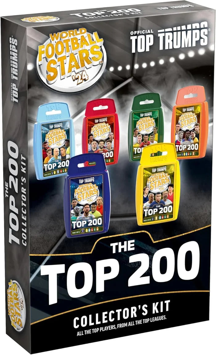 Black box displaying six card packs in blue, red, green, orange, purple, and yellow featuring professional players.