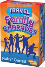 Orange game box with blue silhouettes of people acting, purple bubble text, and a stylized sun and cloud backdrop.