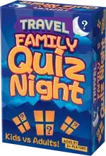 Blue game box with large orange text, featuring a crescent moon icon, cards, and Kids vs Adults! label.