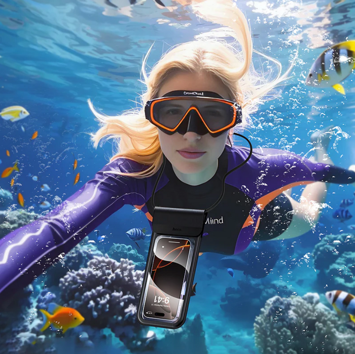 Techplus triple sealed waterproof phone bag with IP68 dry pouch, designed to protect smartphones from water and dust.