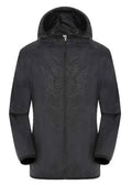 Unisex white ultra-light windproof rain jacket by Mead's Supply & Equipment Outfitters, packable waterproof outdoor athletic wear.