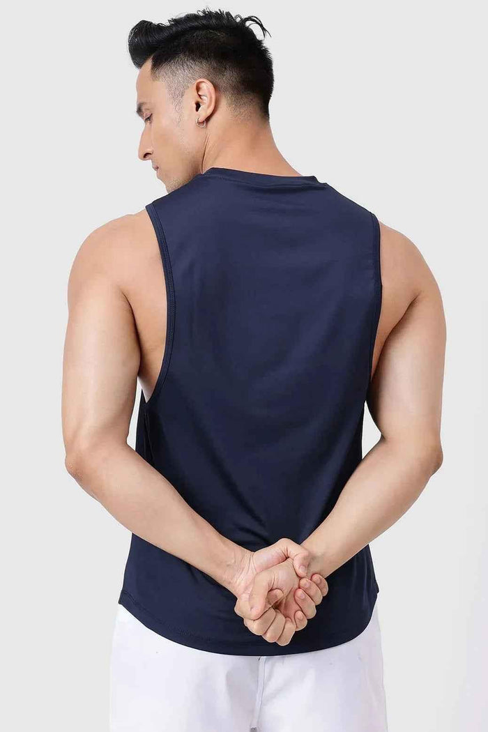 Fuaark Nz navy Urban Deep Arm Tank Top, stylish and comfortable sleeveless men's tank top for casual wear.