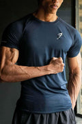 Urban Navy T-Shirt by Fuaark Nz, casual unisex T-shirt with trendy urban style, shown on a model.