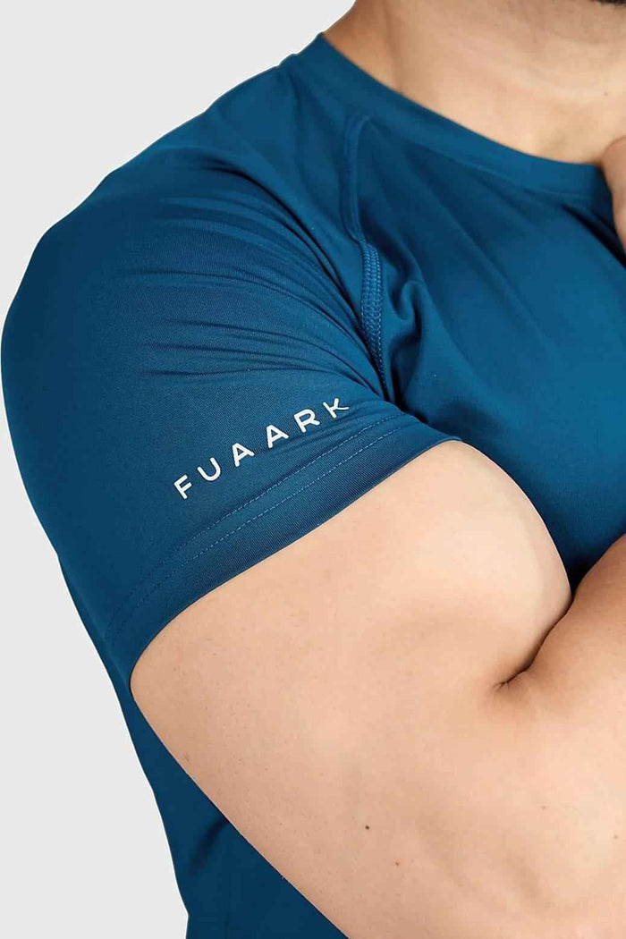 Fuaark Nz teal urban T-shirt for men, featuring a casual fit and soft fabric, displayed on a plain background