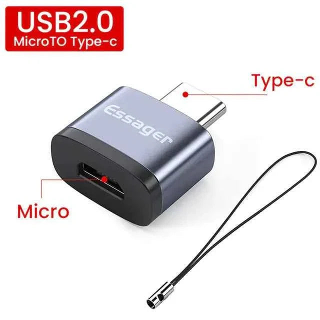 Mead's Supply & Equipment Outfitters USB 3.0 Type-C OTG adapter for multi-device connectivity, shown connected to electronic devices.