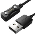 Black USB-A magnetic smartwatch charger cable for Polar Pacer, Pacer Pro, Vantage V3, Ignite 3, 1m length.