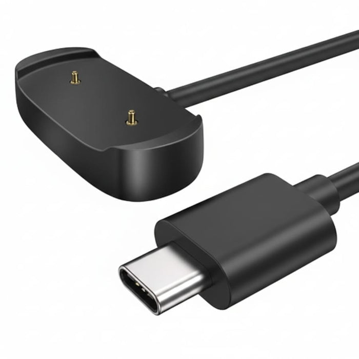 Black USB-C magnetic charger cable for Amazfit GTR2, GTS2, Bip U, and Bip 3 watches, 1 meter long, compatible and easy to connect.