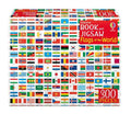 Rectangular white box featuring a grid of colorful world flags, a large red label, and a 300 pieces badge.