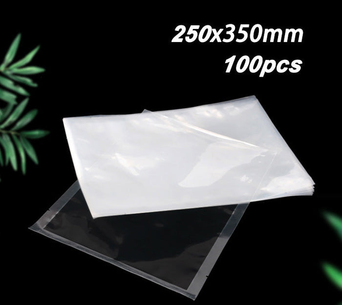 Set of 100 vacuum seal plastic bags in various sizes from XS to L by dealonlinenz, ideal for food storage and preservation.