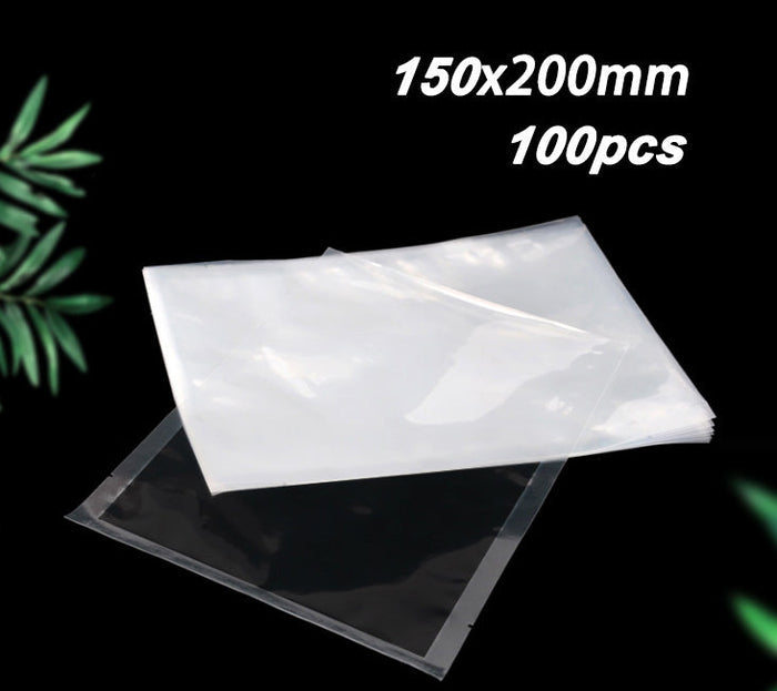 Set of 100 vacuum seal plastic bags in various sizes from XS to L by dealonlinenz, ideal for food storage and preservation.