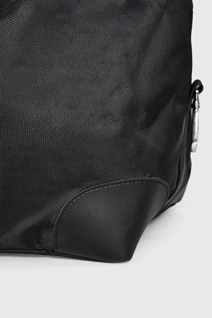 Black Vault Duffle Bag by Fuaark NZ, showing the spacious main compartment, sturdy handles, and sleek design for travel and gym use.