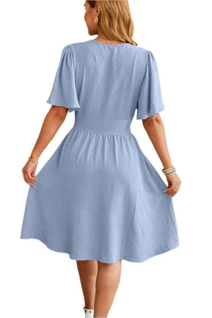 Black Velora Chic Elegant V-Neck Dress by Stylish 3Sixty5, stylish dress with a V-neck and sleek silhouette.