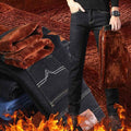 Black Veluxe Warm Formal Trousers for Men by Stylish 3Sixty5, featuring a tailored fit and velvet fabric detail.