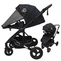 Baby Way NZ Versa 2in1 open bassinet stroller with sunshade and cup holder, showing the stroller with adjustable canopy and comfortable seat.