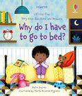 Children's book cover featuring a child in pajamas on a bed with toys. Title: Why do I have to go to bed?