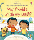 Illustrated book cover featuring two children brushing their teeth in a yellow bathroom with a small dog.