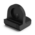 Black plastic Apple Watch charging stand from That Watch Shop, designed to hold and charge your Apple Watch securely.