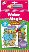 Pink Galt spiral-bound water coloring book and pen. Cover shows a blue octopus and farm animals being revealed.