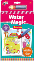 Pink Galt Water Magic Fairies spiral coloring pad and water pen featuring colorful fairy and rainbow illustrations.