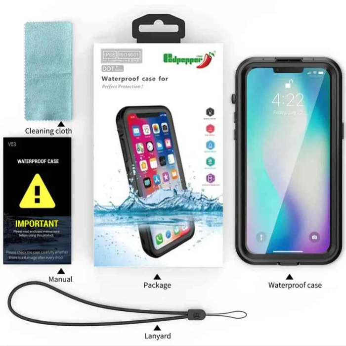 Techplus waterproof shockproof case for iPhone 14, full body protective cover showing durable exterior and precise cutouts.