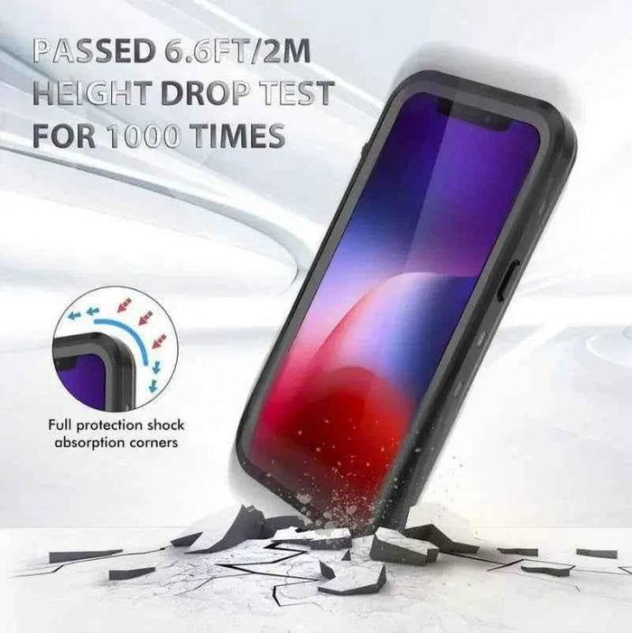 Clear waterproof and shockproof phone case for iPhone 16 Pro Max by TechPlus, showing the protective cover with reinforced edges.