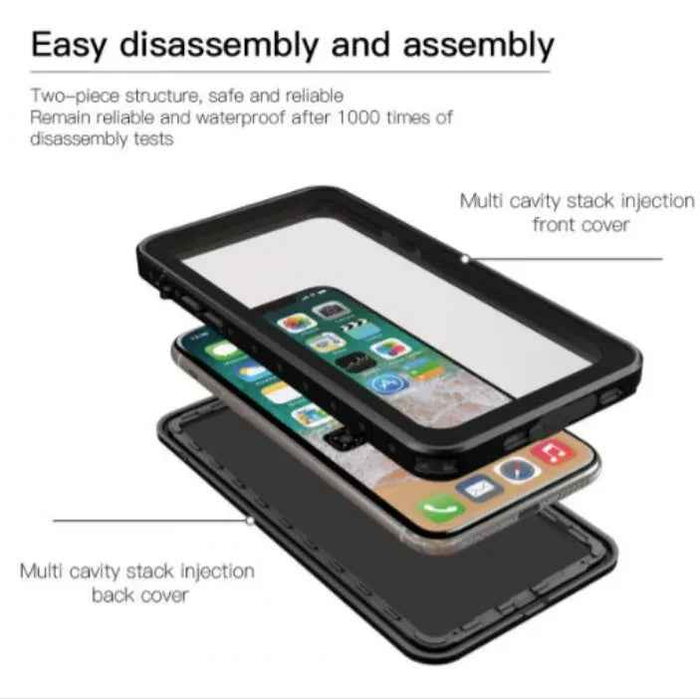 Techplus waterproof and shockproof iPhone SE (2nd gen) case protecting the phone with durable, transparent design.