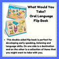Spiral flip book showing a beach scene and vacation items including a swimsuit, sun hat, towel, and yellow inner tube.